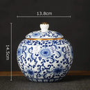 GobekUsa Blue White Porcelain Tea Canister Organizer Box Coffee Container Caddy Jar