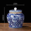 GobekUsa Blue White Porcelain Tea Canister Organizer Box Coffee Container Caddy Jar