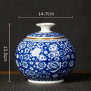 GobekUsa Blue White Porcelain Tea Canister Organizer Box Coffee Container Caddy Jar