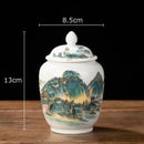 GobekUsa Blue White Porcelain Tea Canister Organizer Box Coffee Container Caddy Jar