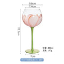 Hand painted glass goblet set pink & yellow floral dining room decor by Decorbites