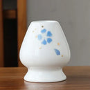 Hand painted white & brown landscape ceramic matcha whisk holder stand by Decorbites