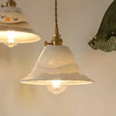 Hand painted white ceramic copper pendant light kitchen fixture by Decorbites
