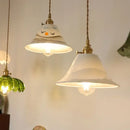 Hand painted white ceramic copper pendant light kitchen fixture by Decorbites