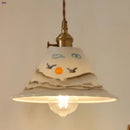 Hand painted white ceramic copper pendant light kitchen fixture by Decorbites