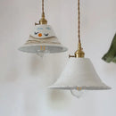 Hand painted white ceramic copper pendant light kitchen fixture by Decorbites