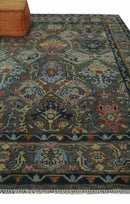Hand Spun Wool Traditional Legacy Oushak Blue, Rust and Charcoal Area Rug by The Rug Decor