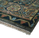 Hand Spun Wool Traditional Legacy Oushak Blue, Rust and Charcoal Area Rug by The Rug Decor