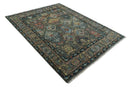 Hand Spun Wool Traditional Legacy Oushak Blue, Rust and Charcoal Area Rug by The Rug Decor