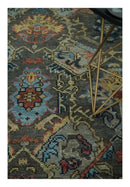 Hand Spun Wool Traditional Legacy Oushak Blue, Rust and Charcoal Area Rug by The Rug Decor