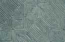 Modern Contemporary Style Teal and Ivory Hand Tufted Wool Area Rug