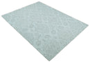 Silver Blue Beige Hand-Tufted Wool Area Rug - Contemporary Modern Floral Pattern