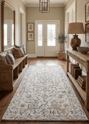Hand Hooked Blue and Silver Wool Area Rug 5x8 - Textured Loop