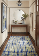 Blue And Green Abstract Hand Tufted Wool Area Rug 5x8 - Modern