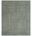 Hand Tufted 8x10 Ivory, Olive and Charcoal Modern Abstract Stripes Design Rug