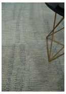 Hand Tufted 8x10 Ivory, Olive and Charcoal Modern Abstract Stripes Design Rug