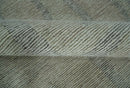 Hand Tufted 8x10 Ivory, Olive and Charcoal Modern Abstract Stripes Design Rug