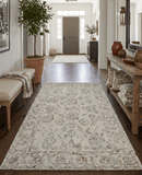 Beige and Silver Wool Hand Hooked Persian Style Area Rug 5x8