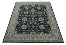 Hand Tufted Black and Silver 8x10 Modern Oushak Rug, Kids, Living Room and Bedroom Rug | TRD6501810S