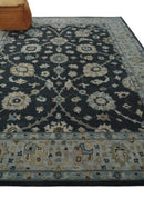 Hand Tufted Black and Silver 8x10 Modern Oushak Rug, Kids, Living Room and Bedroom Rug | TRD6501810S