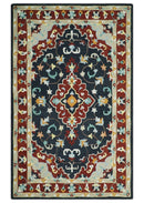 Hand Tufted Black, Rust and Beige Persian Style Antique Oriental Wool Area Rug