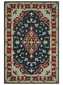 Hand Tufted Black, Rust and Beige Persian Style Antique Oriental Wool Area Rug