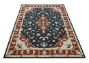 Hand Tufted Black, Rust and Beige Persian Style Antique Oriental Wool Area Rug