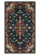 Hand Tufted Black Rust Beige Persian Antique Oriental Wool Area Rug