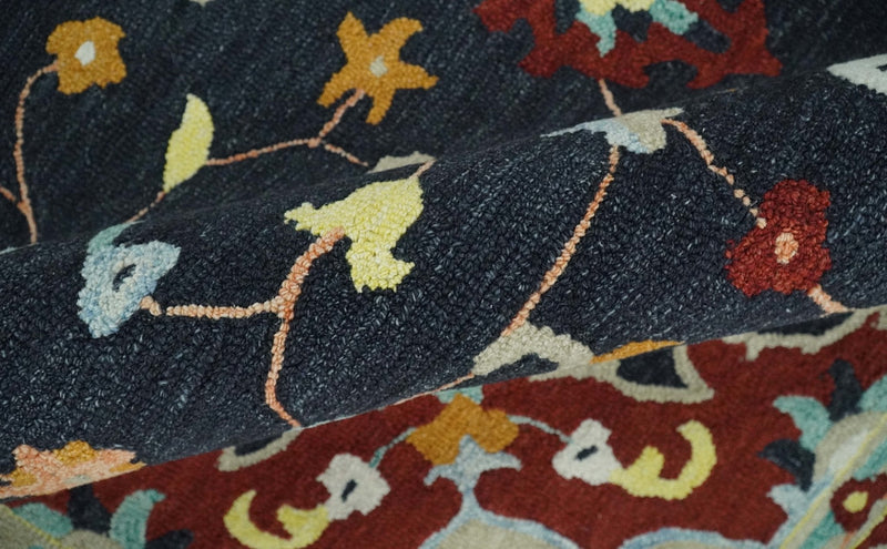 Hand Tufted Black, Rust and Beige Persian Style Antique Oriental Wool Area Rug