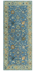 Hand Tufted Blue and Beige Modern Colorful Oushak Multi Size Rug, Kids, Living Room and Bedroom Rug