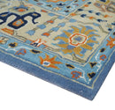 Blue and Beige Hand Tufted Oushak Area Rug Modern Living