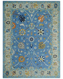 Blue and Beige Hand Tufted Oushak Area Rug Modern Living by The Rug Decor