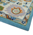 Blue and Ivory Hand Tufted Oushak Area Rug - Contemporary Style by The Rug Decor