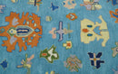 Blue and Ivory Hand Tufted Oushak Area Rug - Contemporary Style