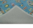 Blue and Ivory Hand Tufted Oushak Area Rug - Contemporary Style