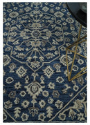 Hand Tufted Blue, Beige and Ivory 5x8 Heriz Serapi style Rug, Kids, Living Room and Bedroom Rug | TRD644158S by The Rug Decor
