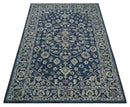 Hand Tufted Blue, Beige and Ivory 5x8 Heriz Serapi style Rug, Kids, Living Room and Bedroom Rug | TRD644158S by The Rug Decor