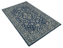 Hand Tufted Blue, Beige and Ivory 5x8 Heriz Serapi style Rug, Kids, Living Room and Bedroom Rug | TRD644158S by The Rug Decor