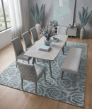 Gray and Silver Hand Tufted Wool Area Rug with Contemporary Minimalist Floral Design