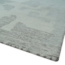 Hand Tufted Ivory, Silver and Blue Modern Abstract Custom Made wool Rug