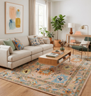 Pink Peach Gold Hand Tufted Oushak Wool Area Rug - Modern Style by The Rug Decor