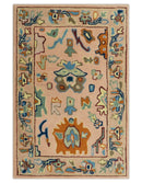 Hand Tufted Pink Peach and Gold Modern Colorful Oushak Rug, Kids, Living Room and Bedroom Rug | TRD6461