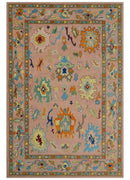 Pink Peach Gold Hand Tufted Oushak Wool Area Rug - Modern Style by The Rug Decor