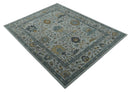 Hand Tufted Wool Oushak Rug in Silver and Blue Multi Size Living Room and Bedroom