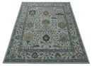 Hand Tufted Silver and Blue Donegal Oushak Rug, Multi Size Living Room and Bedroom Rug