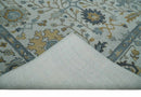 Hand Tufted Wool Oushak Rug in Silver and Blue Multi Size Living Room and Bedroom