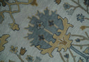 Hand Tufted Wool Oushak Rug in Silver and Blue Multi Size Living Room and Bedroom