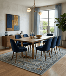 Hand Tufted Wool Oushak Rug in Silver and Blue Multi Size Living Room and Bedroom