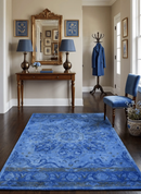 Deep Blue Overdyed Hand Tufted Wool Area Rug Traditional Design by The Rug Decor