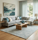 Hand Tufted Wool Modern Area Rug - White and Blue Custom Dimensions Made to Order by The Rug Decor